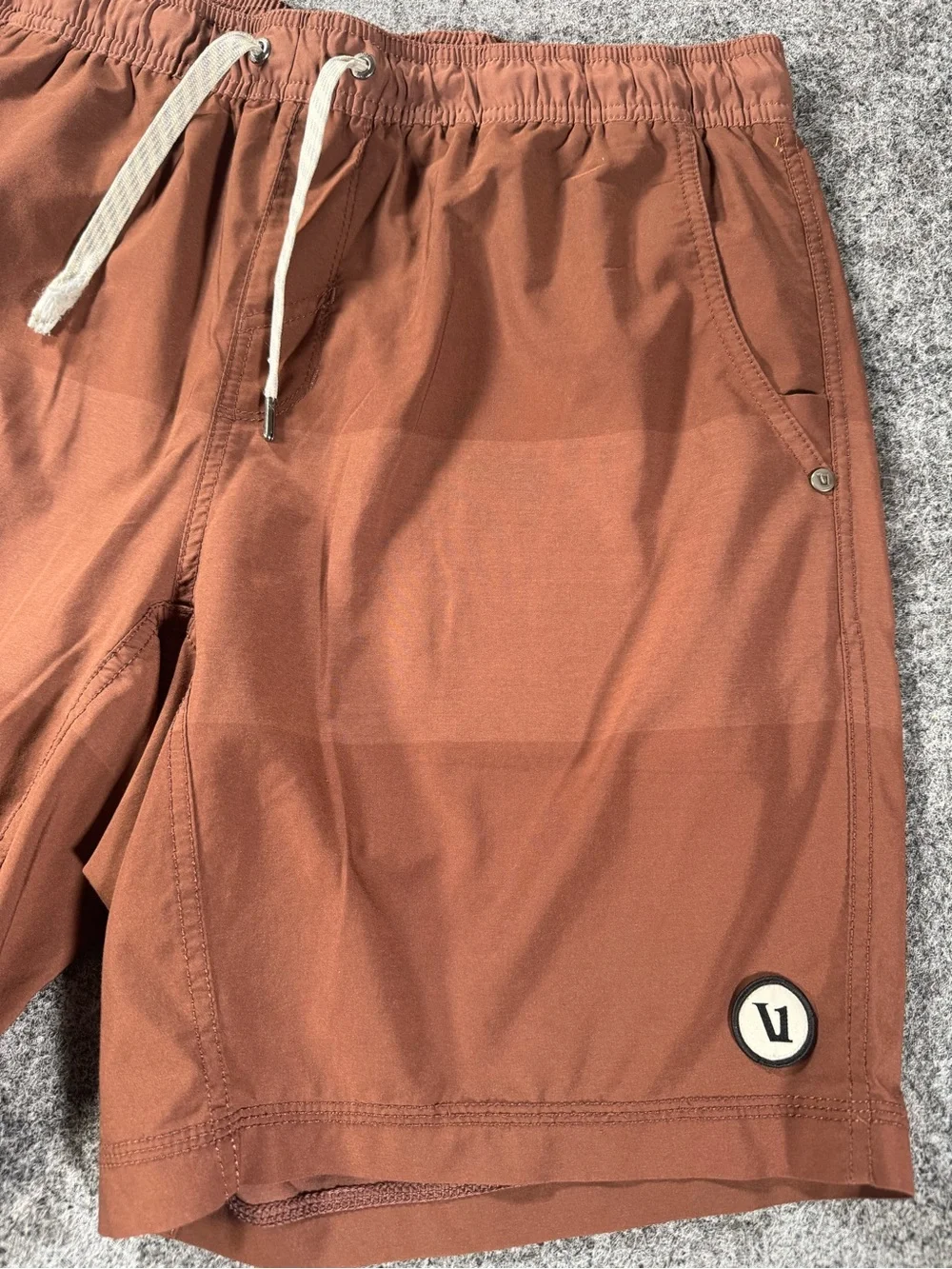 Vuori Mens L Rust Orange Lined Athletic Running Training Shorts Stretch Large